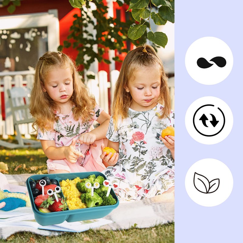 RAYNAG 40-Piece Kids Bento Box Food Picks Mini Cute Cartoon Plastic Fruit Toothpicks, Adorable Eye-style Lunchboxes Picks - Image 5